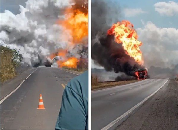 Explosão de Caminhão-Tanque na BR-010 Deixa Jornalistas Feridos