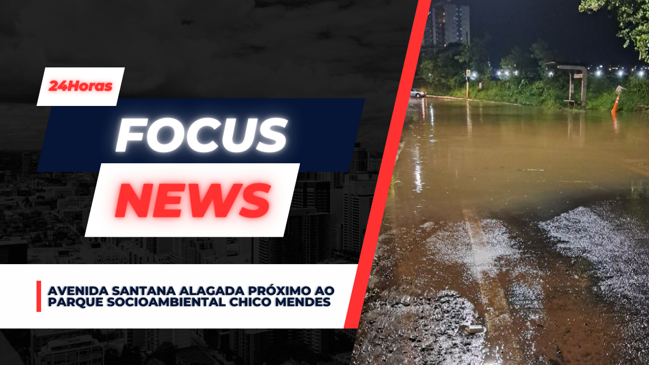 Avenida Santana alagada próximo ao Parque Socioambiental Chico Mendes